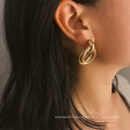 Simple double-layer spiral interlaced earrings for women, temperament business hand-wound circle earrings